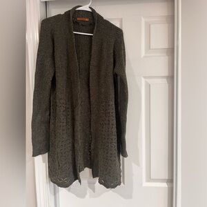 Women's Olive Green Open Front Sweater